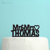 wedding photo - Wedding Cake Topper - Personalized Cake Topper - Mr and Mrs - Unique Custom Last Name Wedding Cake Topper - Peachwik Cake Topper - PT12