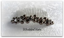 wedding photo - Weddiing Hair Comb, Wedding Hair Accessories, Swarovski Brown Pearls & Crystals, Rhinestones, Dark Brown Comb, Silver Comb, Elegant undo