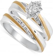wedding photo - Diamond Accent Bridal Set in 14k Gold and Sterling Silver