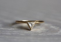 wedding photo - 0.2 Carat Trillion Diamond Ring, Diamond Engagement ring, Triangle Diamond Ring, 14k solid gold