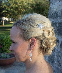 wedding photo - Rhinestone Starfish WEDDING HAIR PIN, starfish hair accessories, starfish hairclip, bridal hairpins, beach wedding headpiece