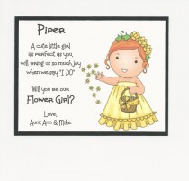 wedding photo - REDHEAD Piper - Will you be my Flower Girl Flat card - Personalized custom