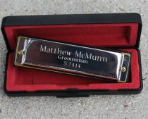 wedding photo - Personalized Stainless Steel Harmonica - Groomsmen Gift - Fathers Day Gift - Ringbearer Gift - Engraved - Customized - Monogrammed for Free