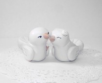 wedding photo - Custom Lovebirds Wedding Cake Topper Wedding/Home Decor - Fully Customizable - Shown in White Ivory