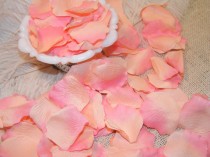 wedding photo - 500 BULK Rose Petals - Artifical Petals - Peach and Coral Tipped -Bridal Shower Wedding Decoration - Flower Girl Basket Petals Table Scatter