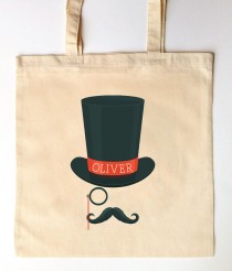 wedding photo - Custom Printed Ring Bearer Groomsmen Tote Bag for Weddings - Ringbearer Gift - Top Hat Tote Bag
