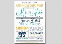 wedding photo - Typography Bridal Wedding Couples Shower Invitation - Custom DIY Printable