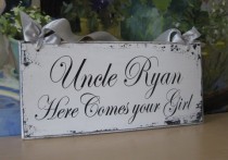 wedding photo - 2 Sided Carved Sign, Wedding Sign, Uncle sign, Ring Bearer sign, Flower girl sign,photo prop sign, wedding centerpieces