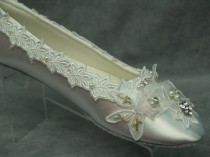 wedding photo - Wedding flat shoes adorned with USA Lace pearls and crystals