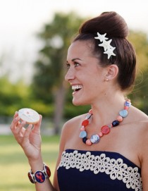 wedding photo - Starfish Hair Accessories Headband-Triple Starfish Black Gloss Headband-Beach Weddings, Mermaid Costumes, Starfish