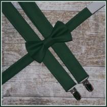 wedding photo - Green Bow Tie and Suspenders:  Toddler Suspenders and Bow Tie, Infant Suspenders, Dark Green Suspenders, Forest Green, Ring Bearer, Basil