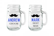 wedding photo - Personalized Groomsmen Mugs, Groomsmen Mason Jars, Mustache Mugs, Groomsman Mustache Mugs, Grooms Mug, Groomsmen Gift, Best Man Gift