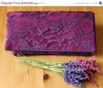wedding photo - Sale 15% off The AMELIA CLUTCH - Berry and Eggplant Clutch - Wedding Clutch Purse - Bridesmaid Bag - Lace Wedding Clutch, Pink and Purple Cl