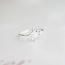 wedding photo - snowflake ring, white ring, Cubic Zirconia snowflake ring, bridal jewelry, Christmas ring, wedding jewelry, winter jewelry, bridesmaid gift