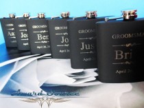 wedding photo - Groomsman Gift - Groomsmen Gift - Wedding Party Gift - Groomsman Flask Set ~With Free Engraving~ 6 oz Black Stainless Steel Flask