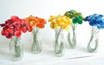 wedding photo - Rainbow Paper Flowers-120 Flowers- Five Bouquets