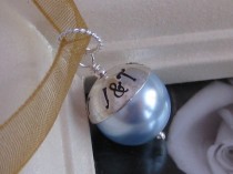 wedding photo - SOMETHING BLUE- Hand stamped wedding, bouquet charm, fits large hole charm bracelets