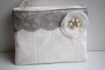 wedding photo - Wedding / Bridal / Bridesmaid Clutch - Ivory Clutch with hidden Wristlet - Perfect Bridesmaid Gift (available in all colours)