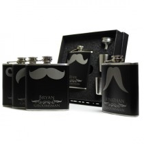 wedding photo - 8, Personalized Groomsmen Gift Flask Sets, Mustache Flasks