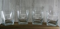 wedding photo - Groomsmen Whiskey Glasses - Personalized 9.25 oz  Whiskey Glasses - Perfect for Him - Birthdays, Bachelor Parties, Groomsmen Gifts
