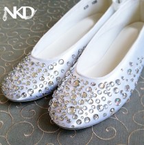 wedding photo - Rhinestone  ballerinas, crystal slipper sparkle shoes , NkD collection, colorful flats , bridal shoes,  dyeable ballerina flat, wedding shoe