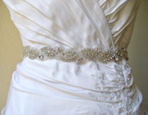 wedding photo - Sale 20% off.  Bridal sparkly beaded crystal rhinestone wedding sash/belt.  CRYSTAL WAVES
