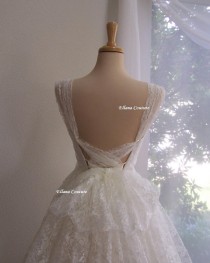 wedding photo -  Iris - Retro Style Bridal Gown. Ivory Lace Tea Length Wedding Dress. Vintage Look.