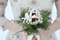 wedding photo - Rustic bridal bouquet winter Wedding bouquet, white flowers natural bouquet cedar pinecone Woodland bouquet silk flowers bouquet ELVES