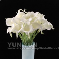 wedding photo - Calla Lily bouquet  White 20pcs latex Real Nature Touch Flowers Bridal Bouquet Wedding Bouquet with Scent  the same as real flower for DIY