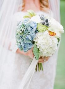 wedding photo - Blue And White Hydrangea Bouquet
