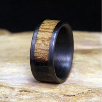 wedding photo - Jack Daniels Select Wood Carbon Fiber Wedding Band Or Ring Authentic Charred Barrel Wood