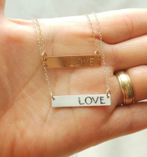 wedding photo -  Personalized Bar Necklace,Bridesmaids Gift, Engraved Initial Necklace,Bridesmaids Jewelry,Gold Bar Necklace, Silver Name Plate Necklace