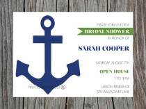wedding photo - Printable Bridal Shower Invitation Nautical Anchor Navy