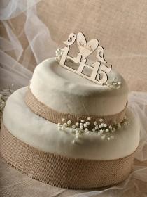wedding photo - Rustic Cake Topper, Wood Cake Topper, Lovebirds Cake Topper, Wedding Date Cake Topper, Wedding Cake Topper, Love cake topper