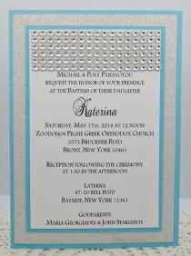 wedding photo - Stunning Turquoise Blue & Silver Glitter Wedding Invitation Full of Rhinestone Bling, Sparkle, and Dazzle