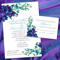 wedding photo - Custom Blue Orchid Wedding Invitations