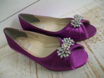 wedding photo - Wedding Shoes - Wedge - Shoe - Crystal - Wide Size Available - Purple - Choose From Over 100 Colors - Barn Wedding - Outdoor Wedding - Wedge