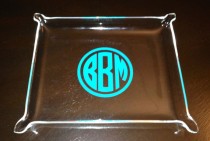 wedding photo - Large Monogram Acrylic Tray  10.5" x 8.5"  Personalize tray  Name, 3 Initials In Circle Font.  A Great Hostess gift, Bridesmaids, Teacher