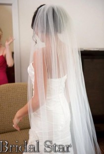 wedding photo - Ivory long veil diamond white long veil wedding veils