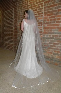 wedding photo - Wedding veil - 90 inch Chapel Length veil with satin ribbon edge