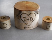 wedding photo - Rustic Unity Candle Wedding Set of Birch and a birch ornament