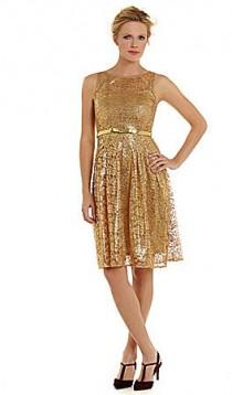wedding photo - Leslie Fay Metallic Lace Fit-and-Flare Dress