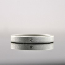 wedding photo - Matte Finish Sterling Silver Diamond Ring - Eco Friendly Modern Engagement Ring - 3 mm Band