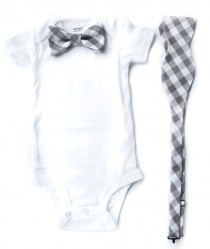 wedding photo - Father Son Bow Tie Sets - Grey Gingham - Father's Day