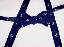 wedding photo - For The Little Guy Suspenders and bow tie set - Out to Sea by Sarah Jane - Boy's Bow Tie - pre-tied - Clip on - Ring Bearer