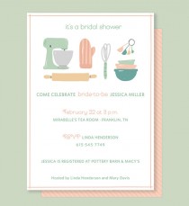 wedding photo - Kitchen Bridal Shower Invitation with Vintage Kitchen Mixer for Wedding Shower