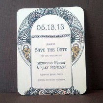 wedding photo - Gatsby Garden Save The Date Cards - Art Nouveau 1920s Wedding Invitation - SAMPLE ONLY