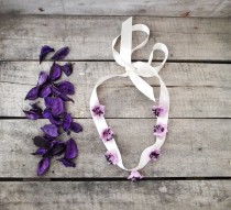 wedding photo - Bridal Hairband, Wedding Lavender Lilac Flowers Headband, Crochet Flowers , Bridesmaid Headpiece, Beadwork, ReddApple Hair Accessory