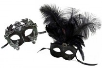wedding photo - Couple Black Masquerade Mask for Men and Women - His and Hers Masks Collection