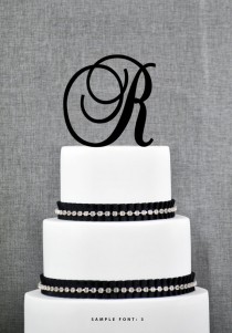 wedding photo - Personalized Monogram Initial Wedding Cake Toppers -Letter R, Custom Monogram Cake Toppers, Unique Cake Toppers, Traditional Initial Toppers